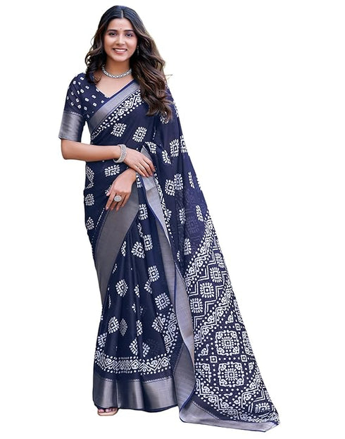 Siril Women'S Printed Cotton Saree With Unstitched Blouse Piece