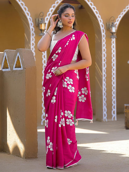Vasthrlay Chinnon Printed Olive Saree