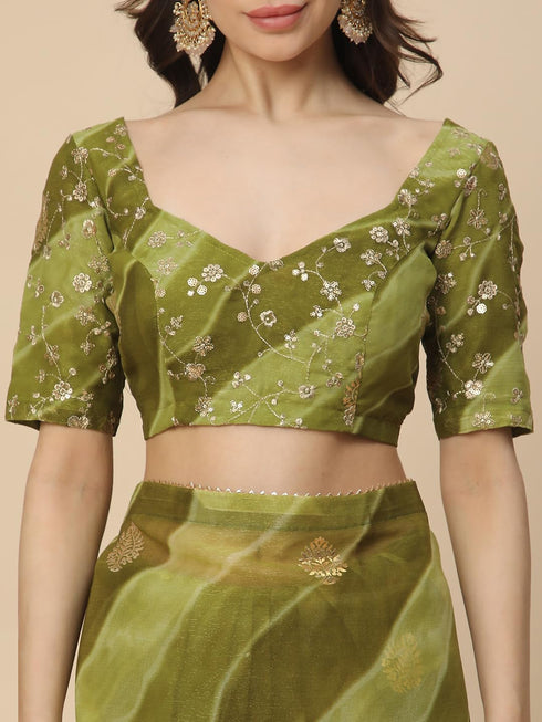 Vasthrlay Georgette Leheriya Embroidered Rani Saree
