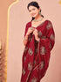Vasthrlay Vichitra Printed Unstitched Maroon Saree