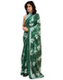 Vasthrlay Womens Printed Unstitched Dark Green Saree
