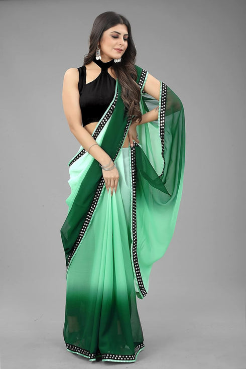 Vasthrlay Georgette Embroidered Mahendi Traditional