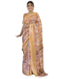 Vasthrlay Womens Striped Unstitched Dusty Pink Saree