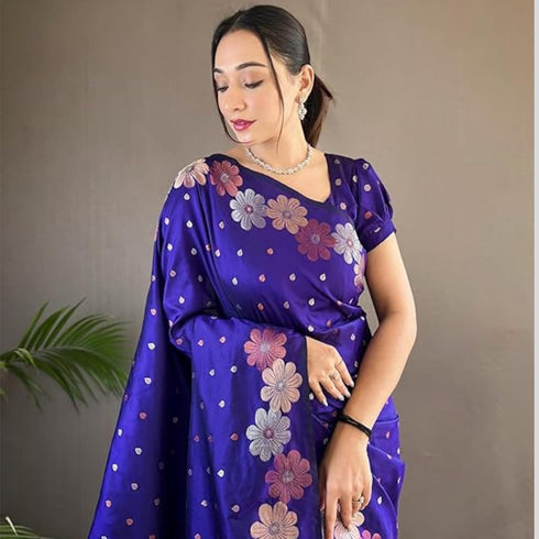 Vasthrlay Women's Paithani Ethnic Unstitched Saree