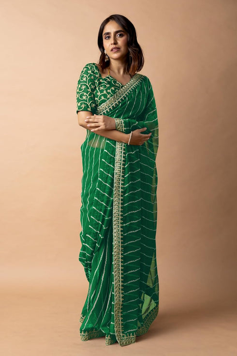 Vasthrlay Fashion Georgette Leheriya Printed Ethnic Wear