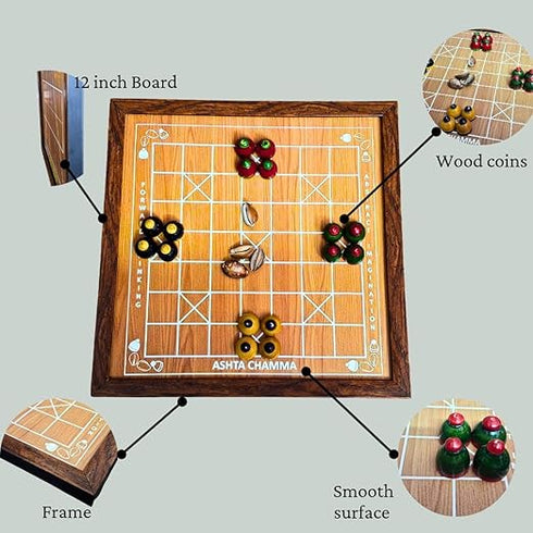 Ludo Board Game/Logical/Strategy Size 12 * 12inch Wooden Coins