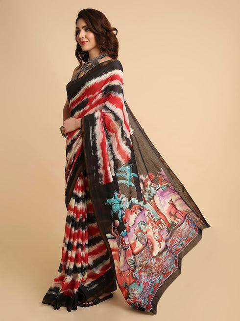 Vasthrlay Lightweight Breathable Traditional Printed Saree