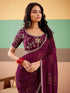 Vasthrlay Georgette Embroidery Red Saree