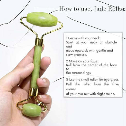 Himalayan Green Jade Roller & Gua Sha Set for Face and Neck