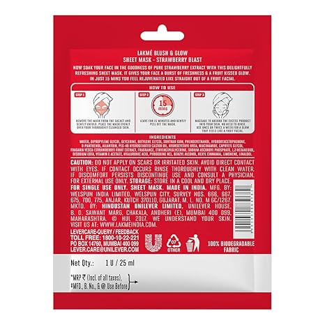 Lakme Blush And Glow Strawberry Sheet Mask