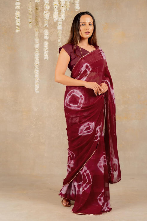 Vasthrlay Fashion Chiffon Shibori Printed Ethnic Wear