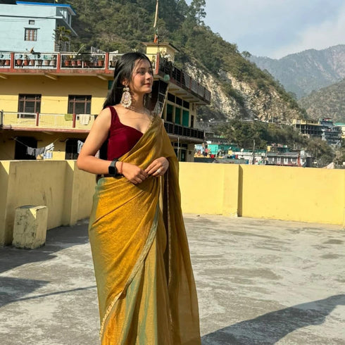 Vasthrlay Boarder Unstitched Chhaavag Mustard Free Ethnic Wear
