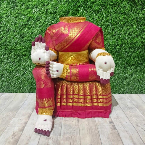 Luckypot Saree Draped Ready Goddess Doll (Body) with Copper Kalash