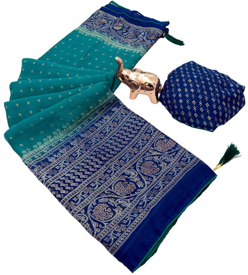 Vasthrlay Georgette Contrast Darkblue