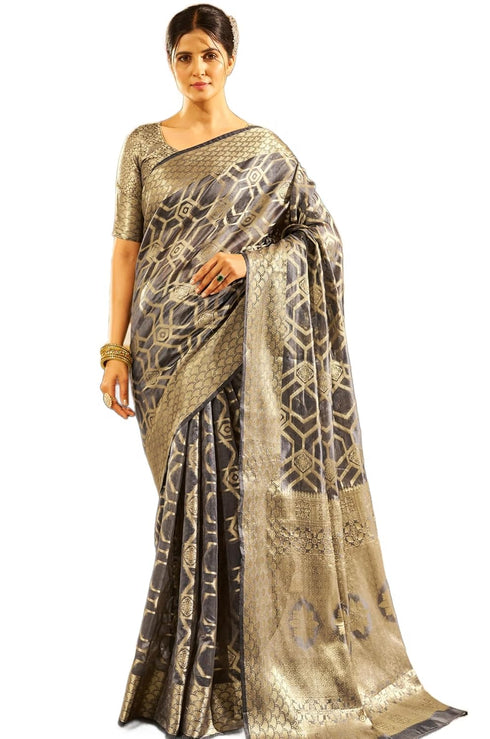 Vasthrlay Women's Organza Designer Unstitched Saree
