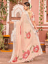 Vasthrlay Womens Printed Light Peach Saree With Unstitched Blouse Piece