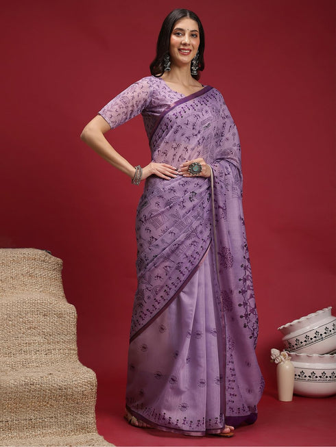 Vasthrlay Madhubani Printed Unstitched Hs Ethnic Wear