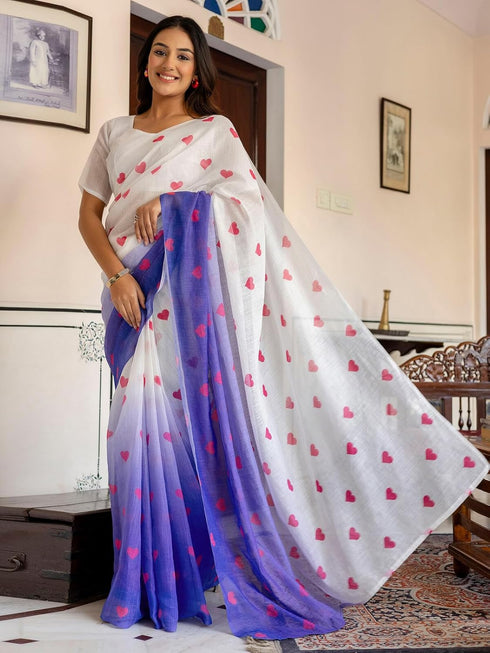 Vasthrlay Womens Printed Unstitched Dusty Pink Saree