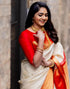 Vasthrlay Jacquard Kanjivaram Unstitched Cream Saree