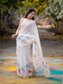 Vasthrlay Printed White Saree
