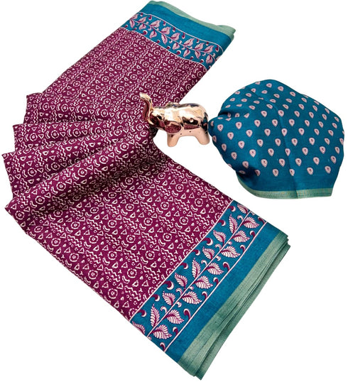 Vasthrlay Kalamkari Beautiful Navy Blue