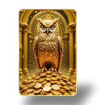 Arkasto Golden Owl Sitting on Coins | Vastu Painting for Wealth & Prosperity