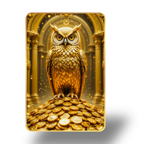 Arkasto Golden Owl Sitting on Coins | Vastu Painting for Wealth & Prosperity