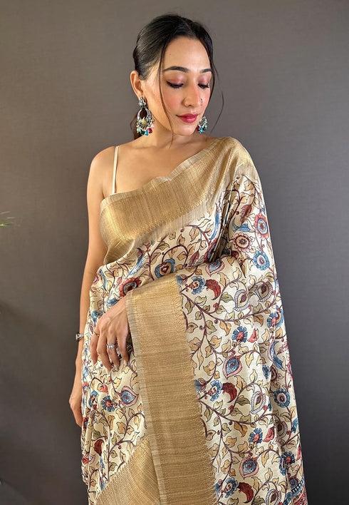 Vasthrlay Kanjivaram Kalamkari Printed Ethnic Wear