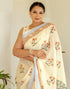 Vasthrlay Womens Printed Beige Saree With Unstitched Blouse Piece