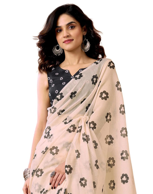 Vasthrlay Chanderi Printed Unstitched Orange Saree