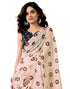Vasthrlay Chanderi Printed Beige And Black Saree With Unstitched Blouse Piece