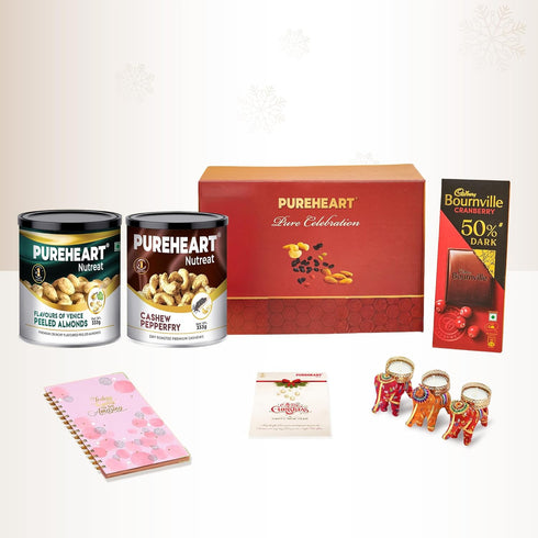 PUREHEART Christmas & New Year Celebration Gift Hamper | Premium Gift Box with Fiery Hot Cashews