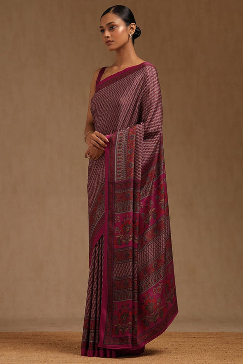 Vasthrlay Fuchsia Crepe Floral