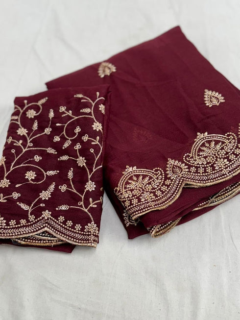 Vasthrlay Georgette Embroidery Saree Embellishments