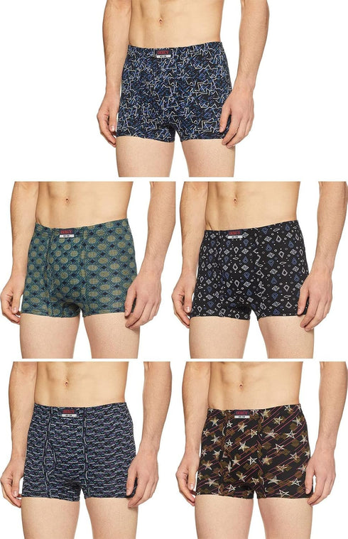 Dixcy Scott Printed Assorted Cotton Men's Trunk/Underwear - Pack of 5 (#Crazy-Trunk-85 CM) (Color & Prints May Vary)