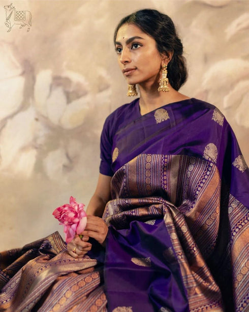 Vasthrlay Purple Kanjivaram Saree