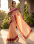 Vasthrlay Womens Printed Unstitched Peach Saree