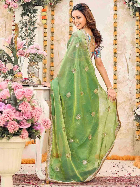 Vasthrlay Shimmer Embroidery Rani Saree