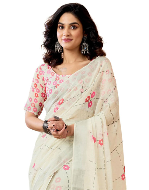 Vasthrlay Womens Printed Unstitched Olive Green Saree