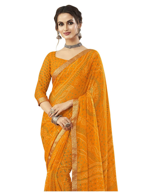 Vasthrlay Bandhani Printed Chiffon Maroon Saree