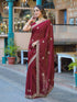 Vasthrlay Georgette Embroidery Unstitched Coral Saree