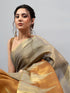 Vasthrlay Yellow Heavy Zari Woven Silk Ethnic Saree With Red Blouse
