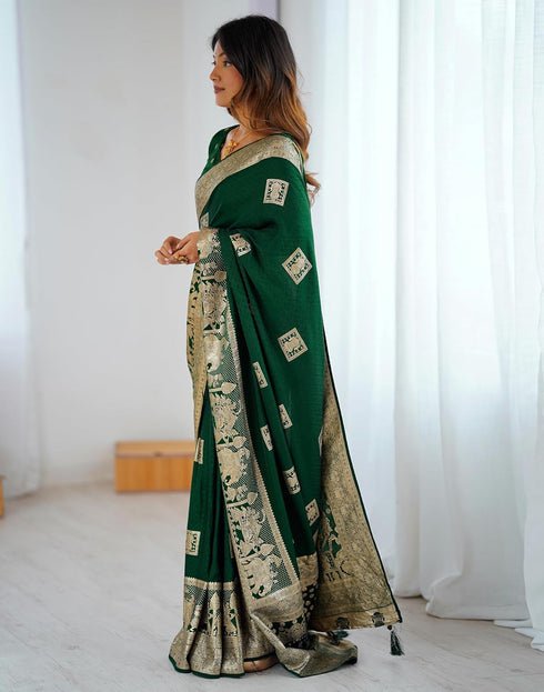 Vasthrlay Banarasi Weaving Unstitched Blue Saree
