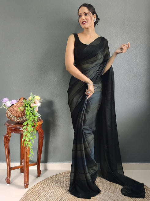 Vasthrlay Womens Georgette Unstitched Brown Saree