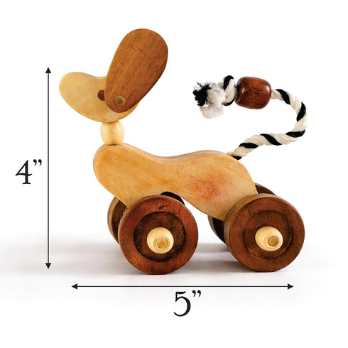 Wooden Dog Pull-Along Toy for Toddlers