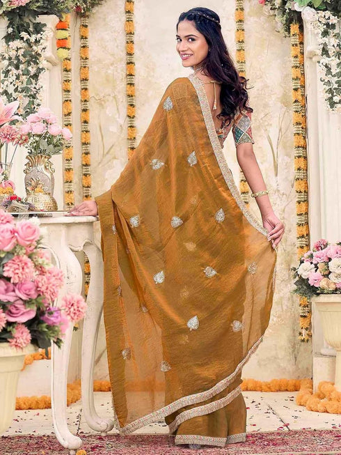 Vasthrlay Shimmer Embroidery Rani Saree