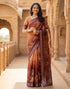 Vasthrlay Womens Printed Unstitched Dusty Pink Saree