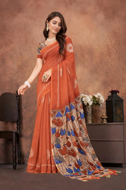 Vasthrlay Kalamkari Matching Contrast Tassels