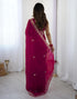 Vasthrlay Scalloped Embroidery Unstitched Rani Pink Saree