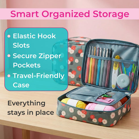 Crochet Starter Kit 58 Pieces with Storage Case Hooks Yarn Bundle Knitting Tools DIY